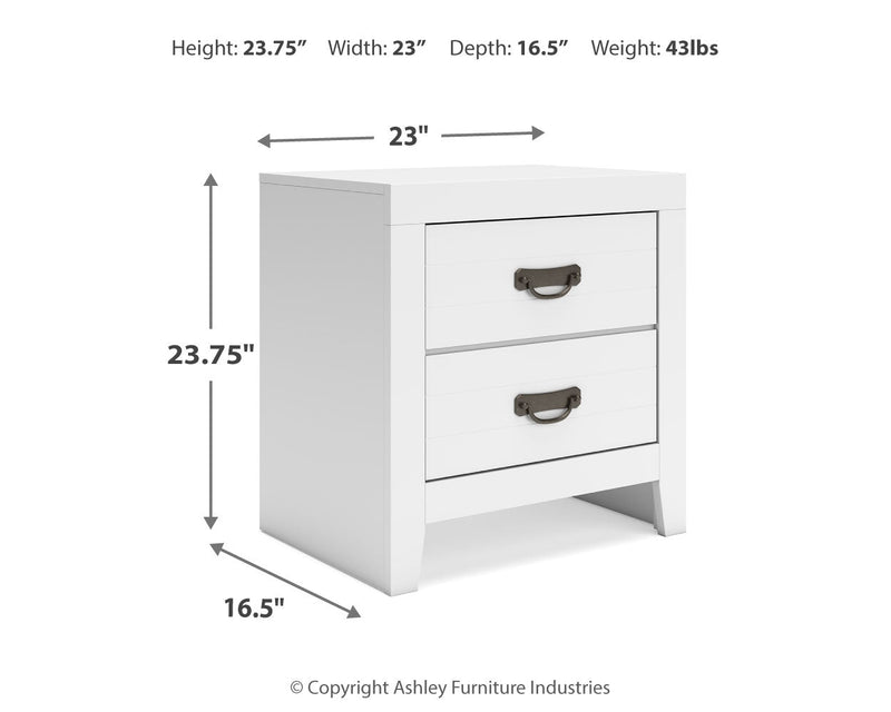 Binterglen Twin Panel Bed with Dresser and 2 Nightstands in White - PKG016597