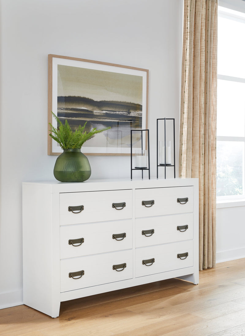 Binterglen Twin Panel Bed with Dresser and 2 Nightstands in White - PKG016597