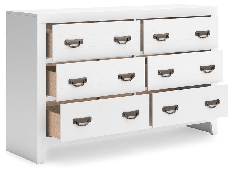 Binterglen Twin Panel Bed with Dresser and 2 Nightstands in White - PKG016597
