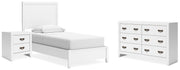 Binterglen Twin Panel Bed with Dresser and Nightstand in White - Gate FurnitureYouth Bedroom Set