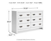 Binterglen Twin Panel Bed with Dresser in White - PKG016596