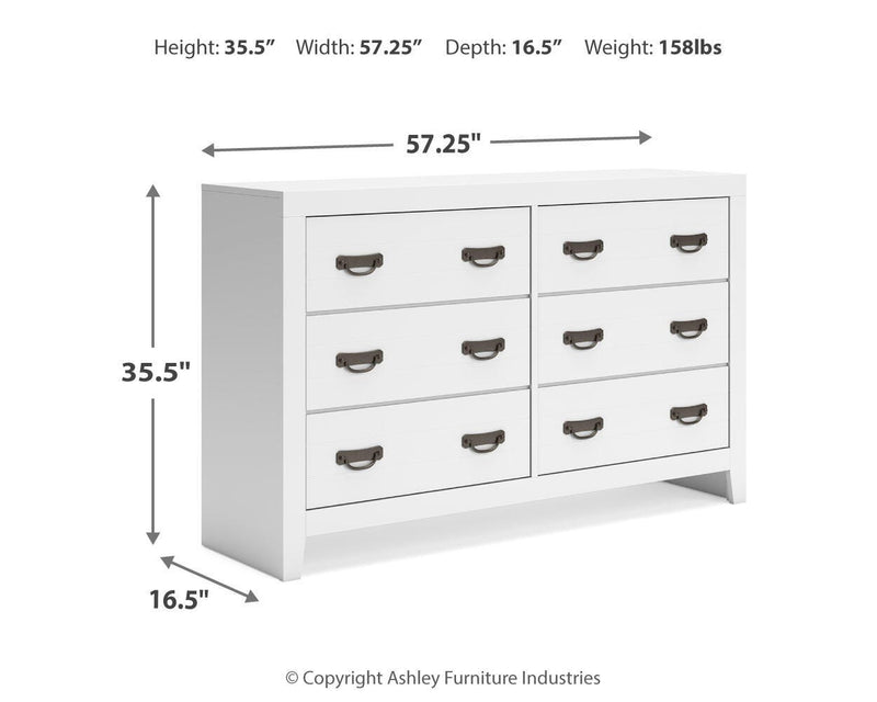 Binterglen Twin Panel Bed with Dresser in White - PKG016596