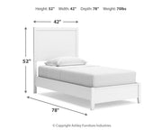 Binterglen Twin Panel Bed with Dresser in White - PKG016596