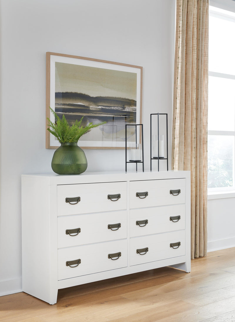Binterglen Twin Panel Bed with Dresser in White - PKG016596