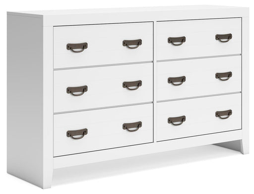 Binterglen Twin Panel Bed with Dresser in White - PKG016596