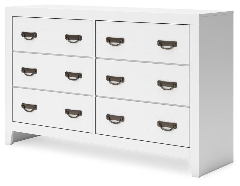 Binterglen Twin Panel Bed with Dresser in White - PKG016596