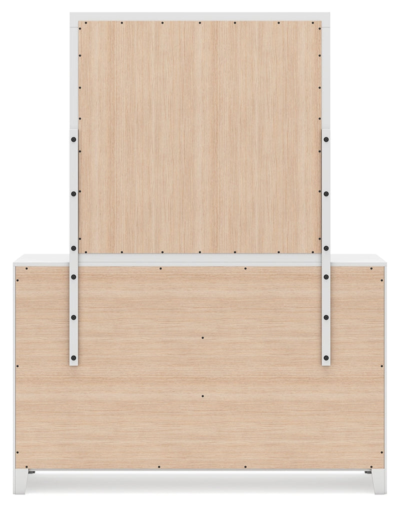 Binterglen Twin Panel Bed with Mirrored Dresser and 2 Nightstands in White - PKG016600