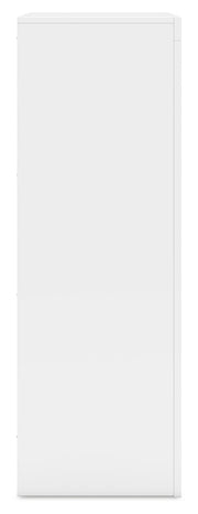 Binterglen Twin Panel Bed with Mirrored Dresser and Chest in White - PKG016603