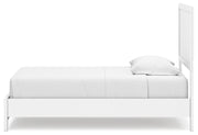 Binterglen Twin Panel Bed with Mirrored Dresser and Chest in White - PKG016603