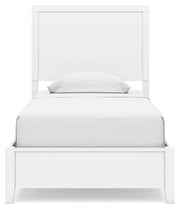 Binterglen Twin Panel Bed with Mirrored Dresser in White - PKG016599