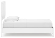 Binterglen Twin Panel Bed with Mirrored Dresser in White - PKG016599