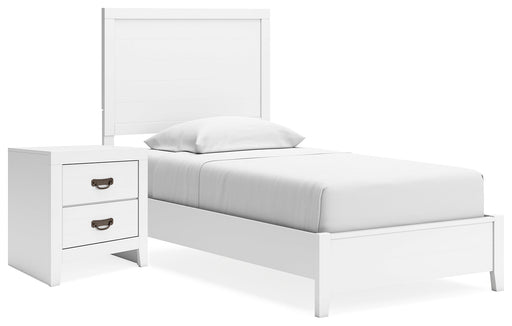 Binterglen Twin Panel Bed with Nightstand in White - PKG016598