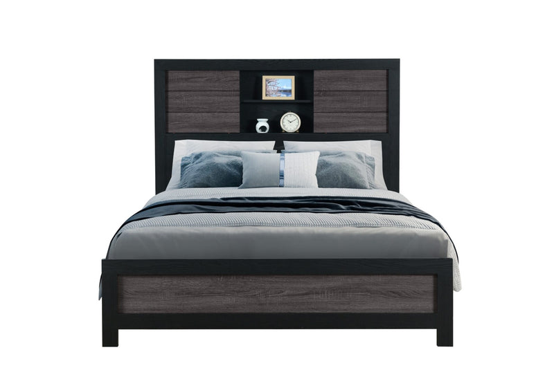 Lisbon Grey/Black Bookcase Full Bed - LISBON-GREY/BLACK-BOOKCASE FB