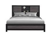 Lisbon Grey/Black Bookcase King Bed - LISBON-GREY/BLACK-BOOKCASE KB