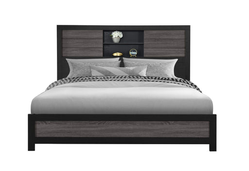 Lisbon Grey/Black Bookcase King Bed - LISBON-GREY/BLACK-BOOKCASE KB