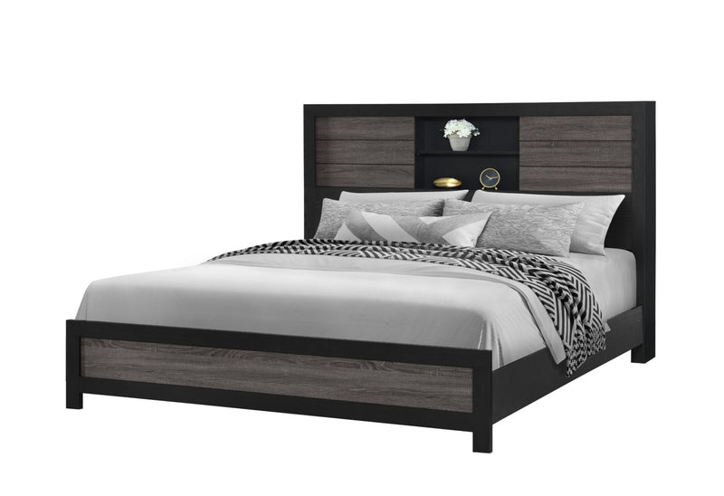 Lisbon Grey/Black Bookcase King Bed Group - LISBON-GREY/BLACK-BOOKCASE KBG