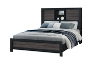 Lisbon Grey/Black Bookcase Queen Bed - LISBON-GREY/BLACK-BOOKCASE QB