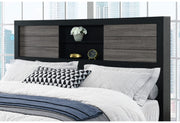 Lisbon Grey/Black Bookcase Queen Bed - LISBON-GREY/BLACK-BOOKCASE QB