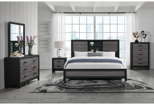 Lisbon Grey/Black Bookcase Queen Bed Group - LISBON-GREY/BLACK-BOOKCASE QBG