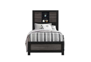 Lisbon Grey/Black Bookcase Twin Bed - LISBON-GREY/BLACK-BOOKCASE TB