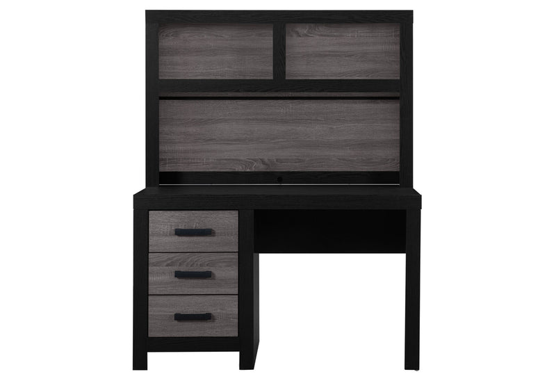 Lisbon Grey/Black Bookcase Twin Bed, Dresser, Mirror And Nightstand - LISBON-GREY/BLACK-BOOKCASE TB DR MR NS