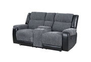 U5914 Grey/Black Console Reclining Loveseat - U5914-GREY/BLACK-CRLS