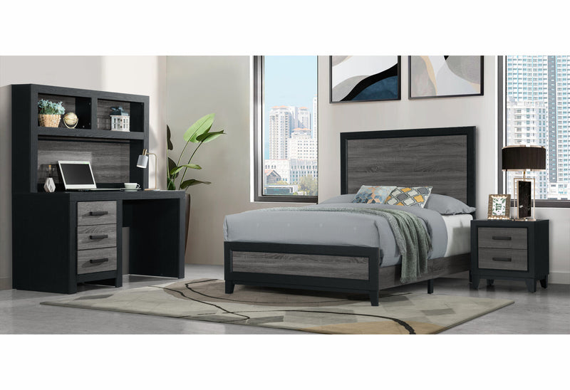 Lisbon Grey And Black Nightstand - LISBON-GREY/BLACK-NS