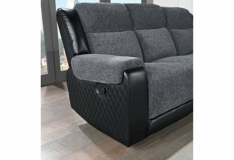 U5914 Grey/Black Reclining Sofa - U5914-GREY/BLACK-RS