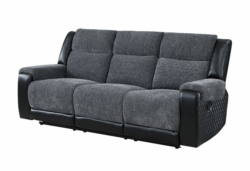 U5914 Grey/Black Reclining Sofa - U5914-GREY/BLACK-RS