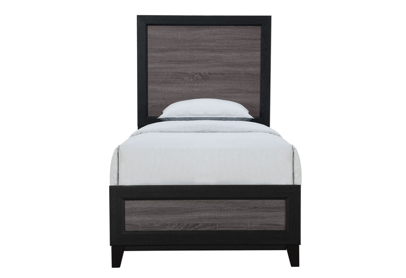 Lisbon Grey/Black Twin Bed, Dresser, Mirror And Nightstand - LISBON-GREY/BLACK-TB+DR+MR+NS