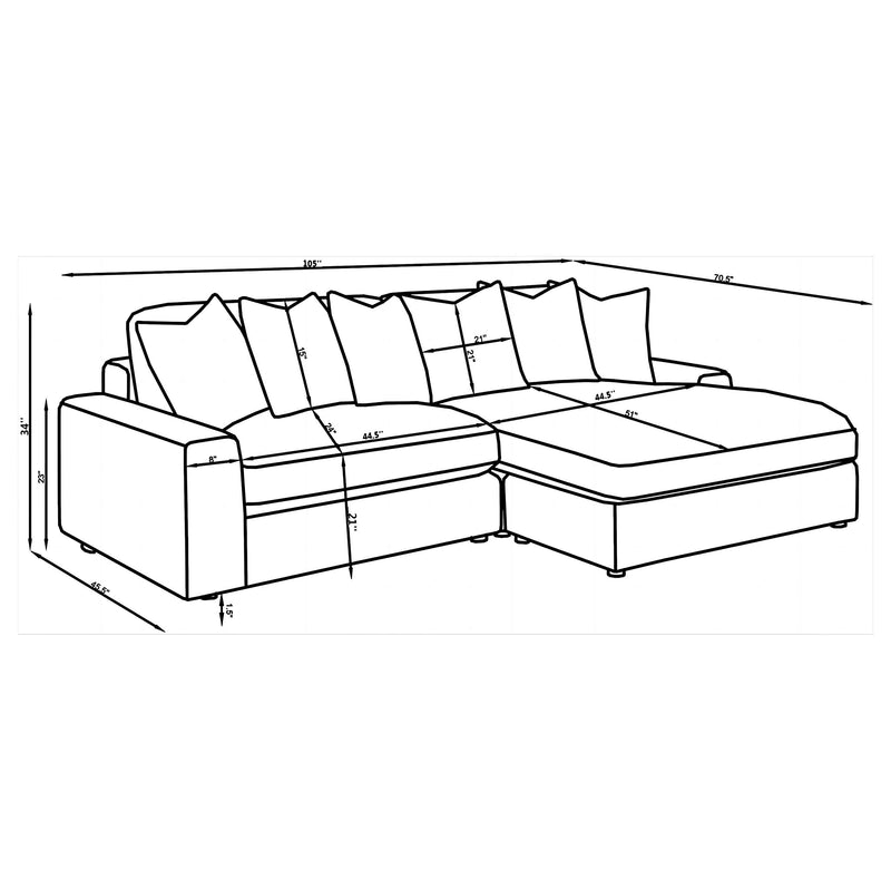 Blaine Upholstered Reversible Chaise Sectional Sofa Black - 509889