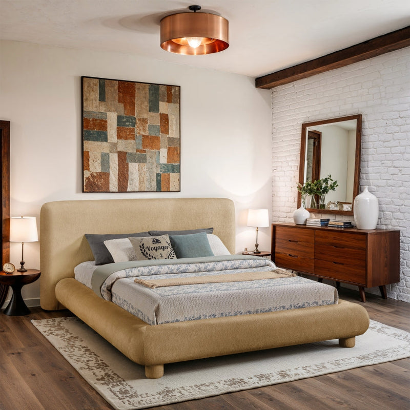 Blair Chenille Fabric Upholstered Full Bed in Beige - B1235Beige-F