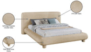 Blair Chenille Fabric Upholstered Full Bed in Beige - B1235Beige-F