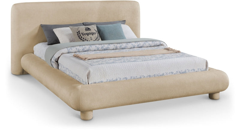 Blair Chenille Fabric Upholstered Full Bed in Beige - B1235Beige-F