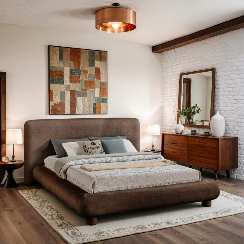 Blair Chenille Fabric Upholstered Full Bed in Brown - B1235Brown-F