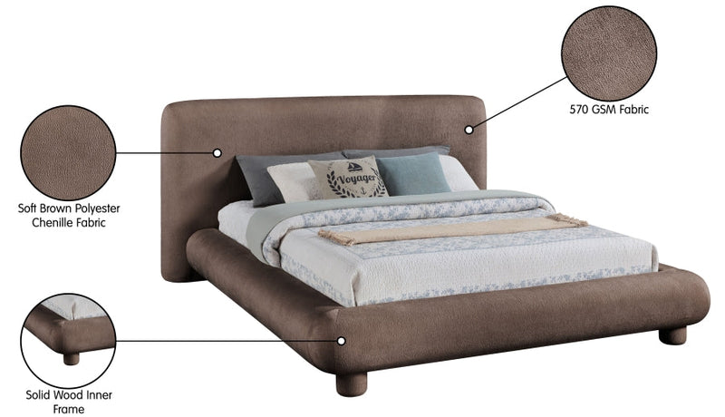 Blair Chenille Fabric Upholstered Full Bed in Brown - B1235Brown-F