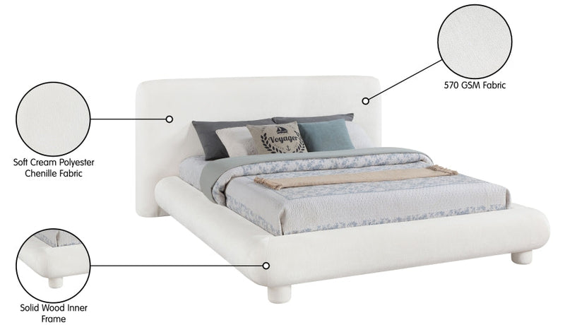 Blair Chenille Fabric Upholstered Full Bed in Cream - B1235Cream-F