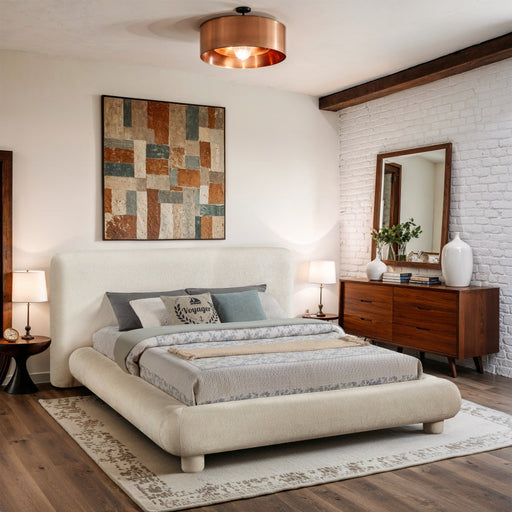 Blair Chenille Fabric Upholstered Full Bed in Cream - B1235Cream-F