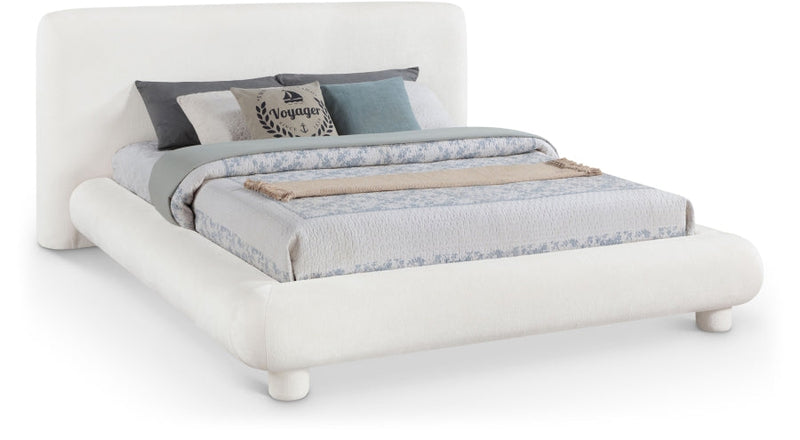 Blair Chenille Fabric Upholstered Full Bed in Cream - B1235Cream-F