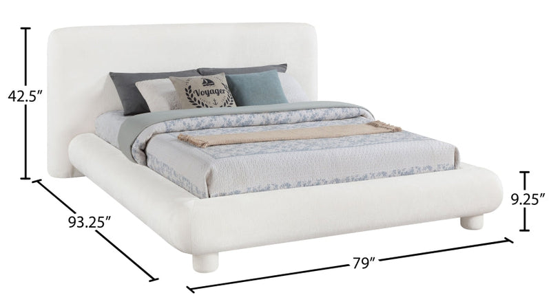 Blair Chenille Fabric Upholstered Full Bed in Cream - B1235Cream-F