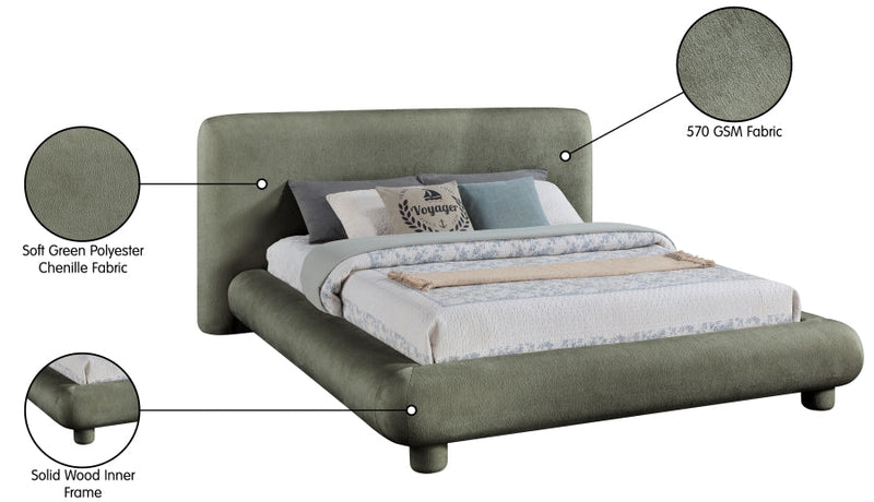 Blair Chenille Fabric Upholstered Full Bed in Green - B1235Green-F
