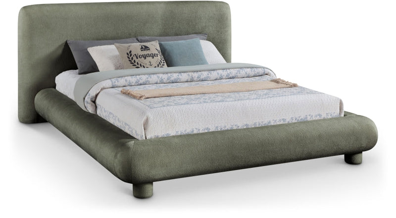 Blair Chenille Fabric Upholstered Full Bed in Green - B1235Green-F