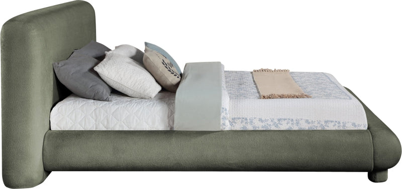 Blair Chenille Fabric Upholstered Full Bed in Green - B1235Green-F