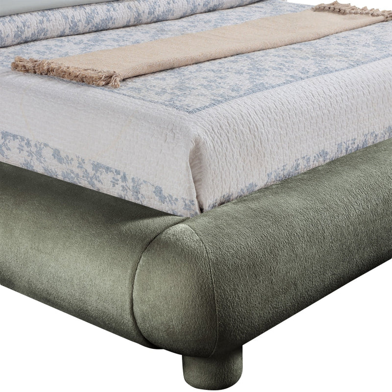 Blair Chenille Fabric Upholstered Full Bed in Green - B1235Green-F