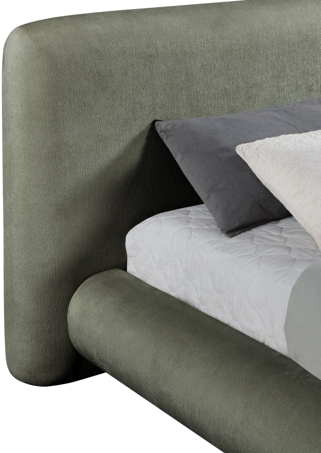 Blair Chenille Fabric Upholstered Full Bed in Green - B1235Green-F
