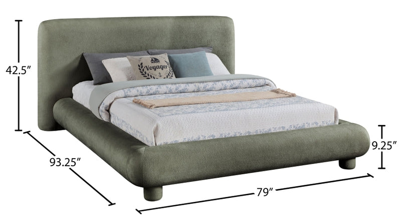 Blair Chenille Fabric Upholstered Full Bed in Green - B1235Green-F
