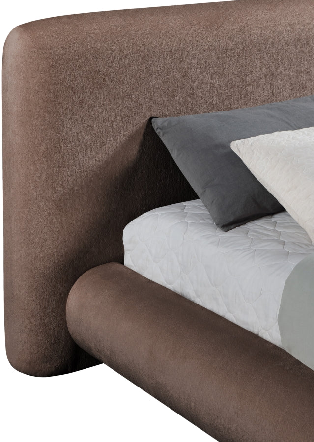 Blair Chenille Fabric Upholstered King Bed in Brown - B1235Brown-K
