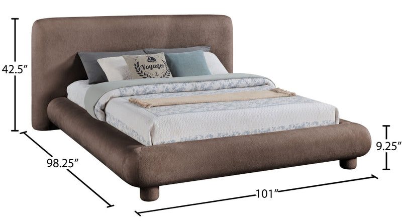 Blair Chenille Fabric Upholstered King Bed in Brown - B1235Brown-K