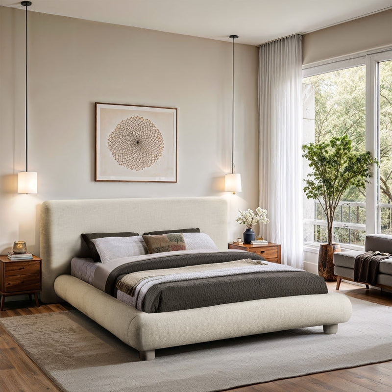 Blair Fabric Upholstered Full Bed in Cream - B1234Cream-F