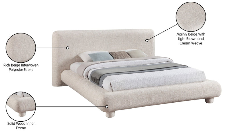 Blair Fabric Upholstered King Bed in Beige - B1234Beige-K